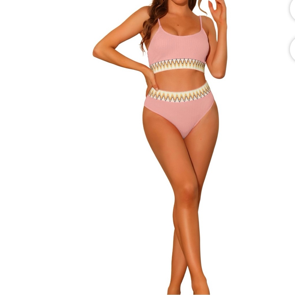 Elerevyo Women's Ribbed High Waist Bikini Swimsuit - Picture 11 of 11